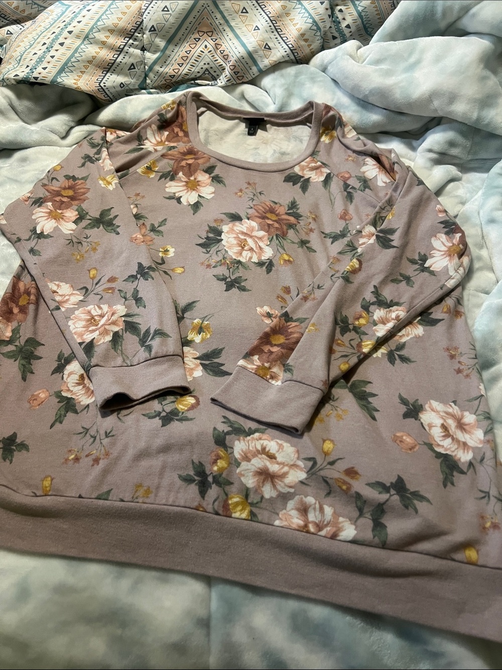 torrid Mauve Floral Crewneck Sweater